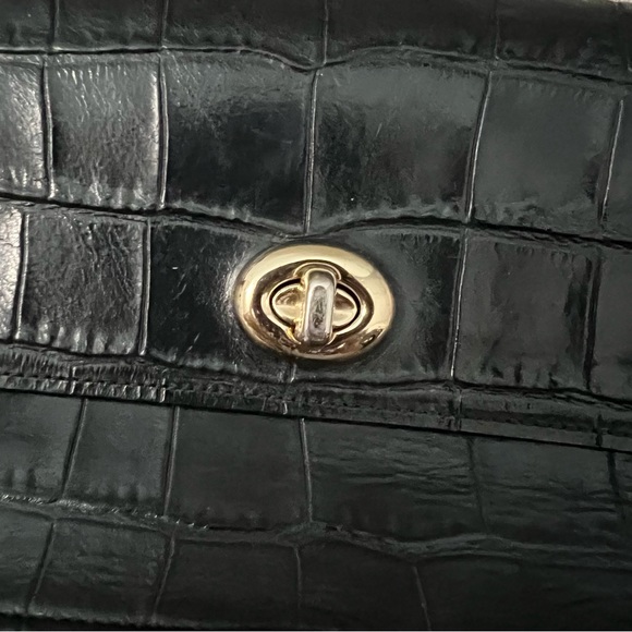 COACH Chain Embossed Black Crocodile Leather Bag - Picture 12 of 14